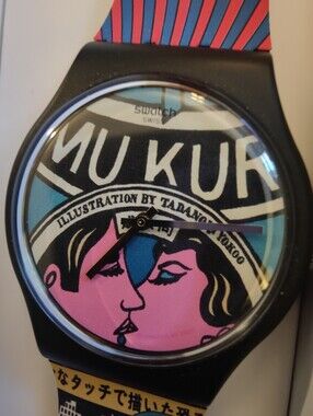 Swatch Pop Art Kiss Watch — Pink, Blue & Black